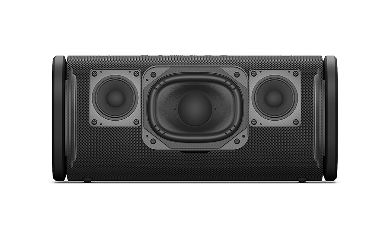 An X-ray image of the ULT FIELD 5 showing the three internal speakers located on the front side