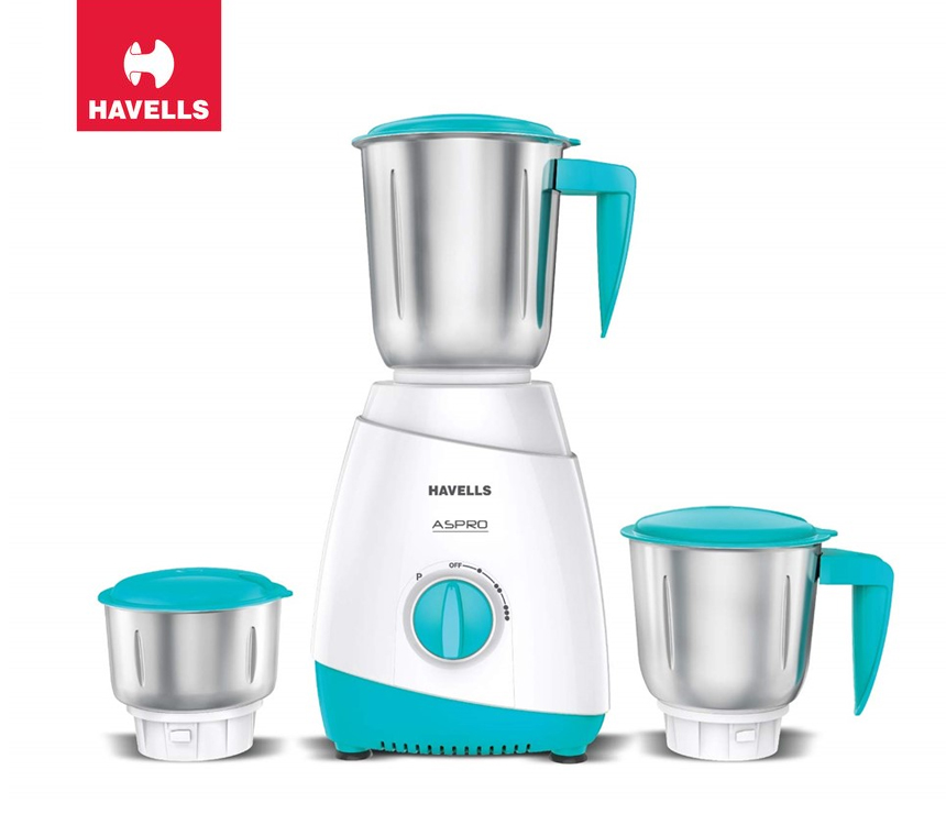HAVELLS ASPRO 700W 3 IN 1 MIXER GRINDER WHITE LIGHT BLUE Rangs