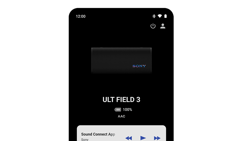 A mobile phone showing the app screen monitoring the battery level of the ULT FIELD 3