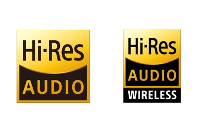 Logos of Hi-Res Audio and Hi-Res Audio Wireless