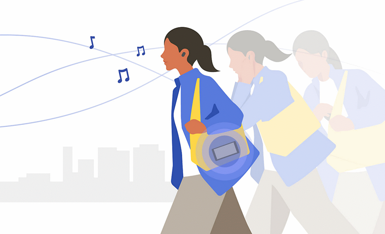 An illustration of a person listening to music via Auto Play.