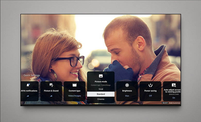 BRAVIA TV displaying its redesigned modern interface for easy navigation and quick settings access.