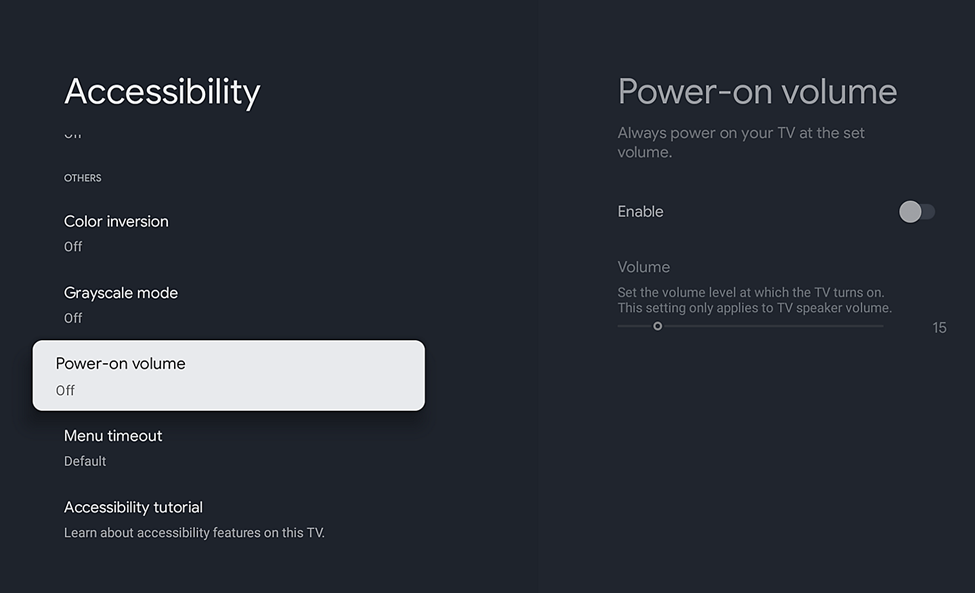 Accessibility settings screen showing the 'Subtitle settings' option along with additional settings.